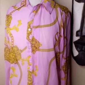 Timing Pink and Gold Blouse Ornate Design